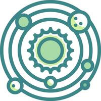 A green and white circular logo with gears and circles vector
