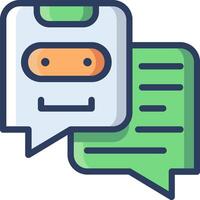 A robot with a speech bubble and a note vector