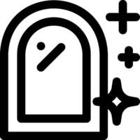 A black and white icon of a door with a cross vector