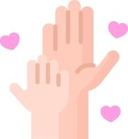 Two hands with hearts in the middle of them vector