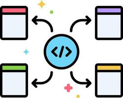 A diagram of a web page with a code symbol vector