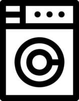 A black and white icon of a washing machine vector