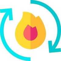 A yellow fire with a blue arrow pointing to it vector