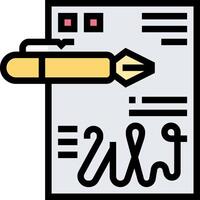 A pen is writing the word cus on a document vector