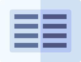 A blue and white square icon with a list of items vector