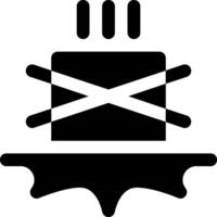 A black and white icon of a cake with a flag vector