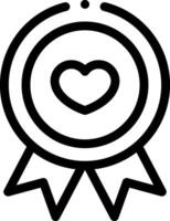 A black and white icon of a heart with a ribbon vector
