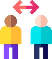 Two people are standing next to each other with arrows pointing to the left and right vector
