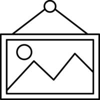 A black and white image of a mountain and a picture frame vector