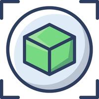 A green cube icon in a circle vector
