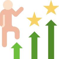 A man is climbing up a star chart with a star above him vector
