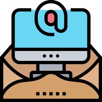 correo electrónico icono con un computadora monitor y un ratón vector