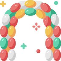 A colorful balloon arch with many different colored balloons vector
