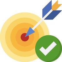 A green check mark and an arrow in the center of a target vector
