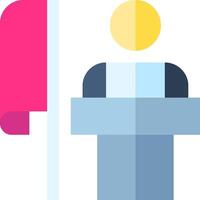 A man standing behind a podium with a flag vector