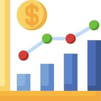 A graph with a dollar sign and a bar chart vector