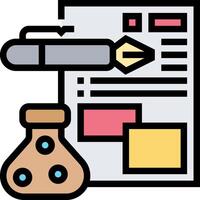 A flask with a paper and a pen on it vector