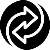 A black and white circular icon with an arrow pointing to the left vector