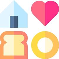 A set of icons with a house, heart, and a heart vector