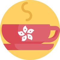 A cup of coffee with a flower on it vector