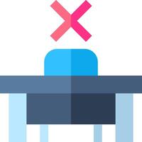 A blue table with a red x on it vector