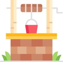 A brick and wood structure with a bucket and a rope vector