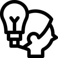 A black and white image of a person with a light bulb vector