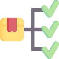 A box with a check mark and a green tick vector
