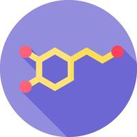 A molecule icon with a long shadow vector