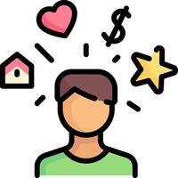 Man with stars, money, and house icon vector