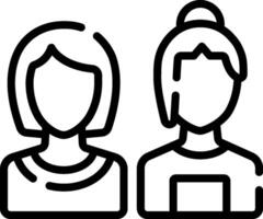Two people are shown in a line drawing vector