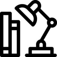 A black and white image of a lamp and books vector
