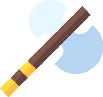 An axe with a yellow handle and a blue background vector