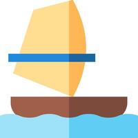 A sailboat floating in the ocean with a blue bow vector