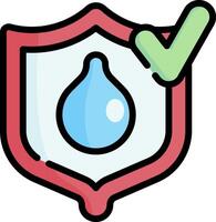 A shield with a water drop and tick vector