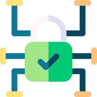 A green and blue lock with a tick mark vector
