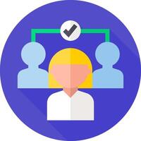 A flat icon with a person and a check mark vector