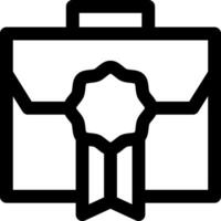 A black and white image of a briefcase with a ribbon vector