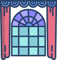 Window with curtains and curtain icon vector