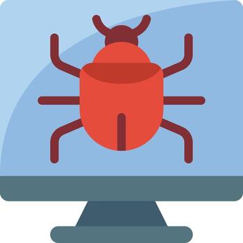 A red bug on a computer screen vector