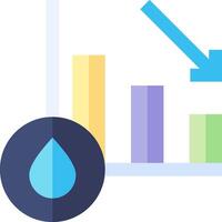 A graph with a drop and an arrow pointing up vector