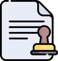 A document with a stamp and a stamp vector