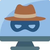A computer with a hat and mask on it vector