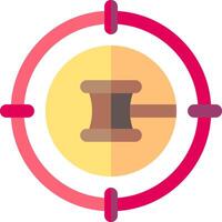 A judge's gavel is in the center of a circle vector
