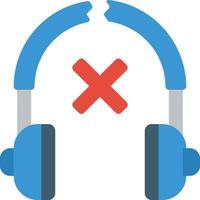 Headphones icon with x and no sign vector