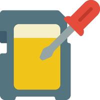 A yellow and red container with a screwdriver vector