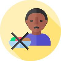 A flat icon of a man with a bowl of food and a cross vector