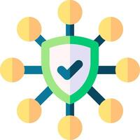 A shield surrounded by circles with check marks vector