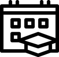 A calendar icon with a hat and a graduation cap vector