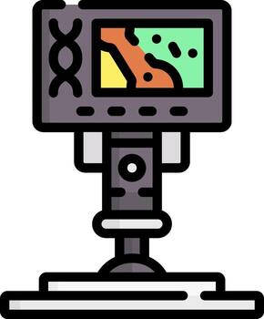 A computer monitor with a map on it vector